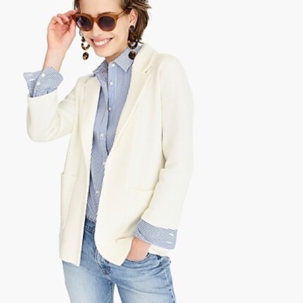 J. Crew / Ivory Sophie Open Front Sweater Blazer